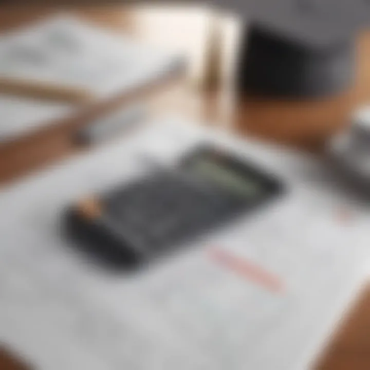 A calculator and a graduation cap on a desk representing financial calculations for higher education