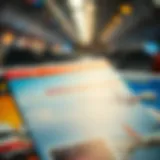 Close-up view of airline loyalty program brochures