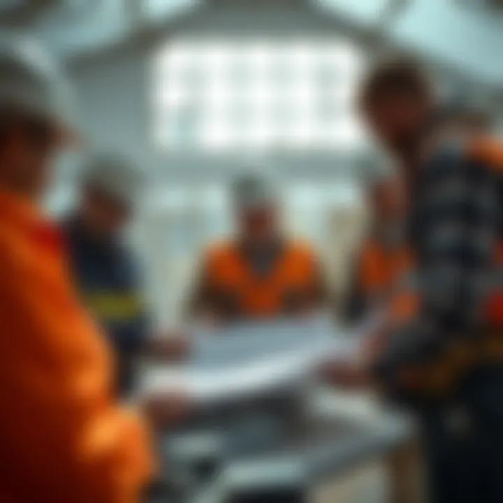 Collaborative Planning Among Contractors A group of contractors discussing plans