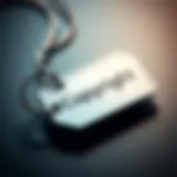 An abstract representation of copyright symbols intertwined with a name tag