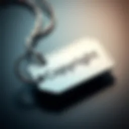 An abstract representation of copyright symbols intertwined with a name tag