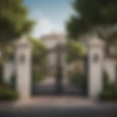 Gated entrance of a prestigious neighborhood known for luxury homes in Los Angeles