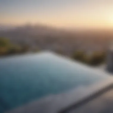 Stunning infinity pool with panoramic views of the Los Angeles skyline