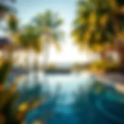 Stunning residential pool surrounded by tropical landscape