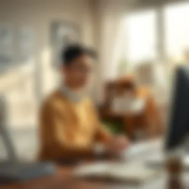 Confidently Filing Taxes from Home Individual confidently filing taxes from a home office setup