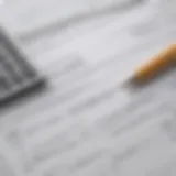 A close-up view of a mortgage document with a calculator and pen