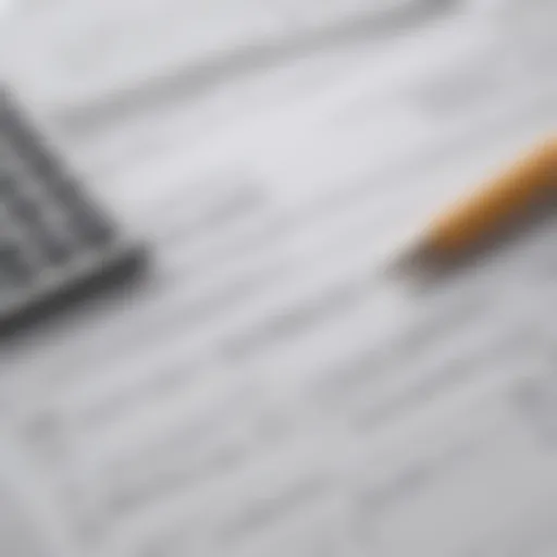 A close-up view of a mortgage document with a calculator and pen