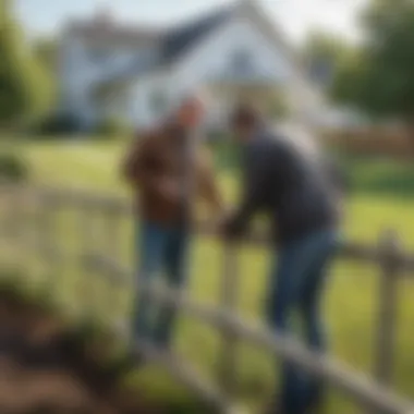 Homeowner inspecting a damaged fence