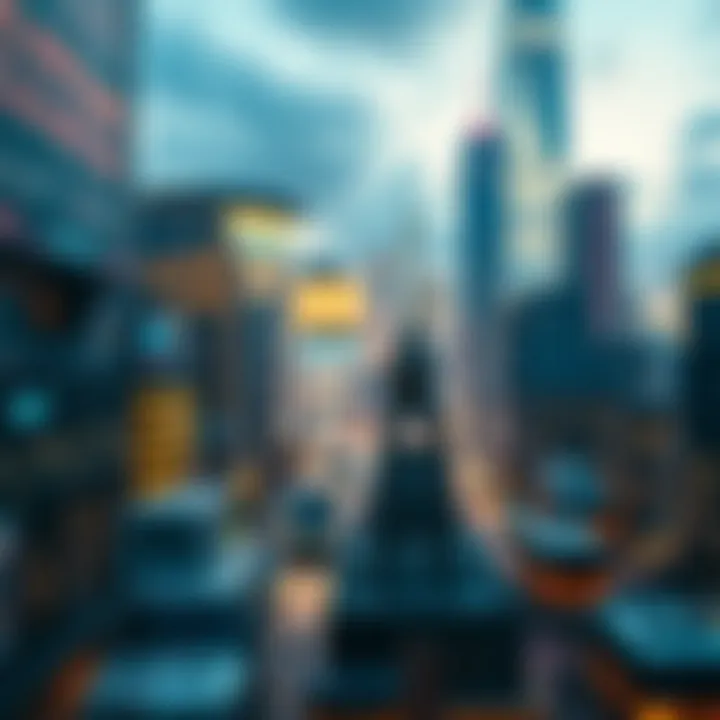 Future Market Trends in Careers A futuristic cityscape reflecting market trends