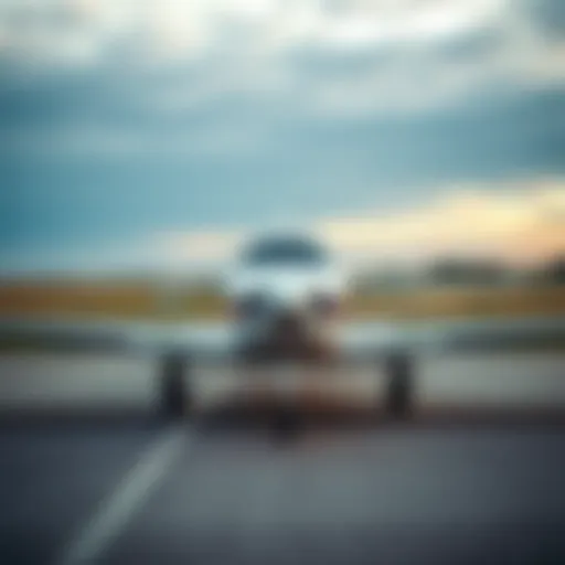A sleek small aircraft parked at a tranquil airstrip