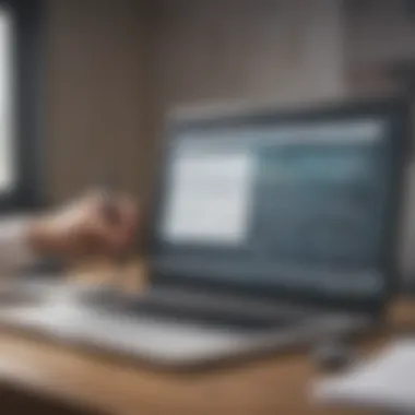 A person checking their financial records on a laptop