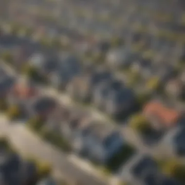 Aerial view of diverse American neighborhoods showcasing various property styles