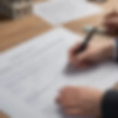 A close-up of a contract being signed during a real estate transaction