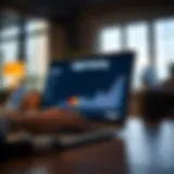 Conceptual illustration of digital banking on a laptop