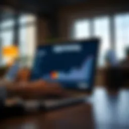 Conceptual illustration of digital banking on a laptop