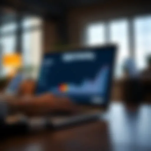 Conceptual illustration of digital banking on a laptop