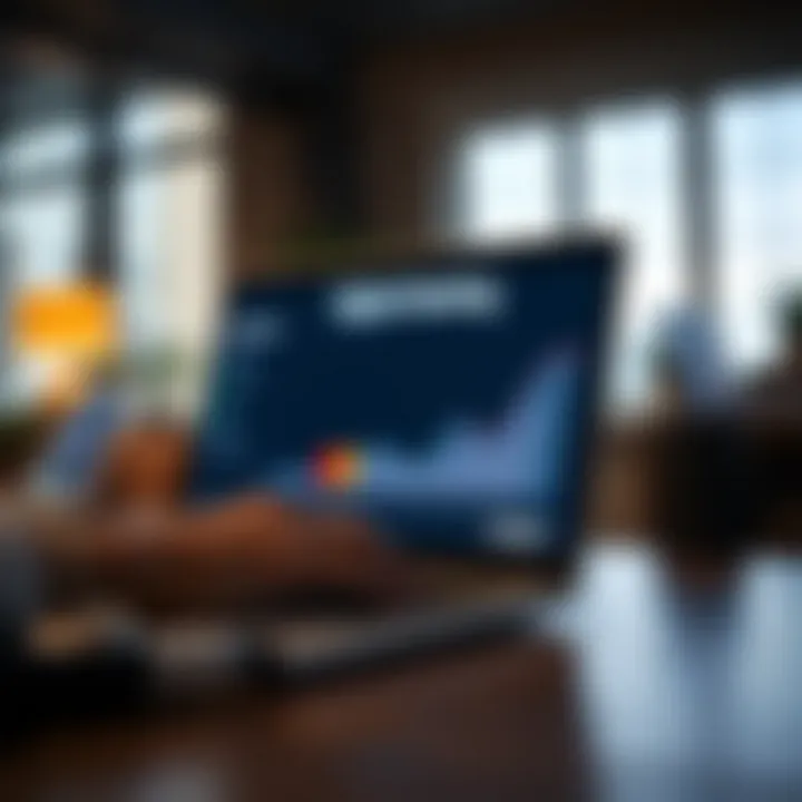 Conceptual illustration of digital banking on a laptop