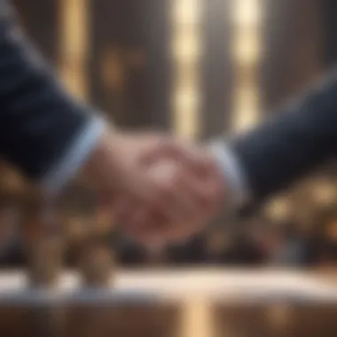 An illustration depicting a handshake over a business deal.