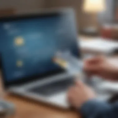 Renewing Debit Card via Online Banking A person using a laptop to renew their debit card online
