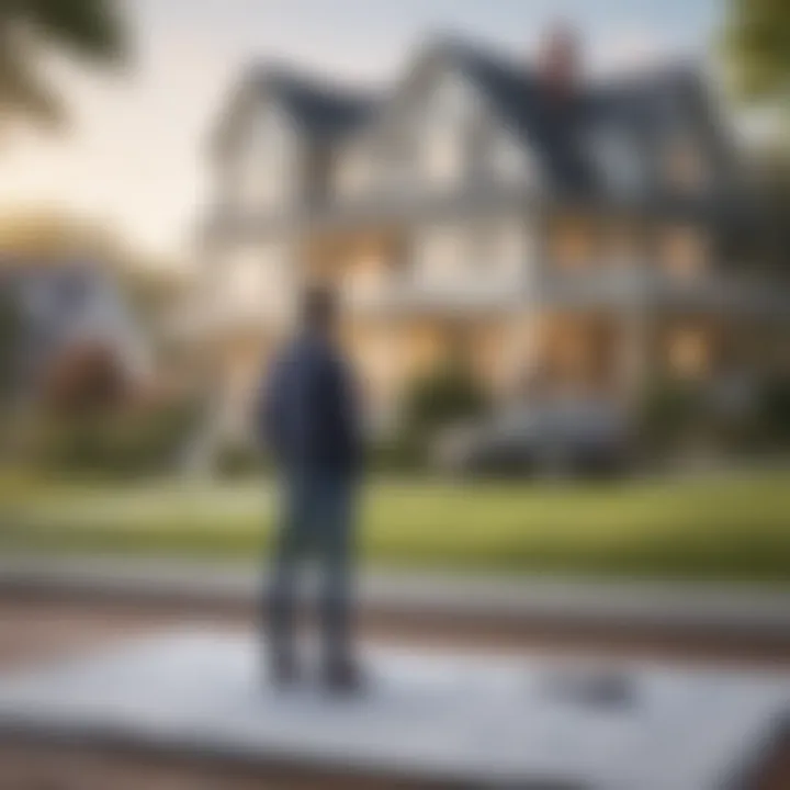 A thoughtful homeowner contemplating their next steps with a house in the background