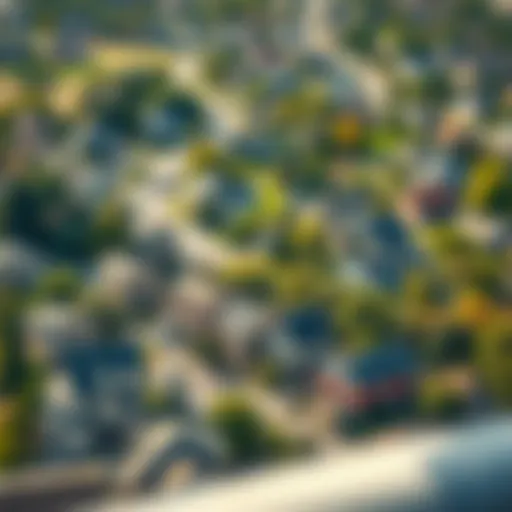 Aerial view of diverse neighborhoods showcasing affordable housing options