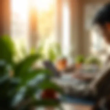 Creating a Calm Work Environment A serene workspace with plants and natural light