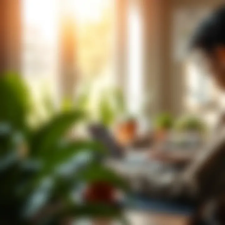 Creating a Calm Work Environment A serene workspace with plants and natural light
