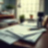 Home office tax forms neatly organized on a desk