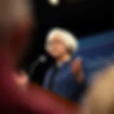 Dr. Janet Yellen delivering a keynote speech on economic policies