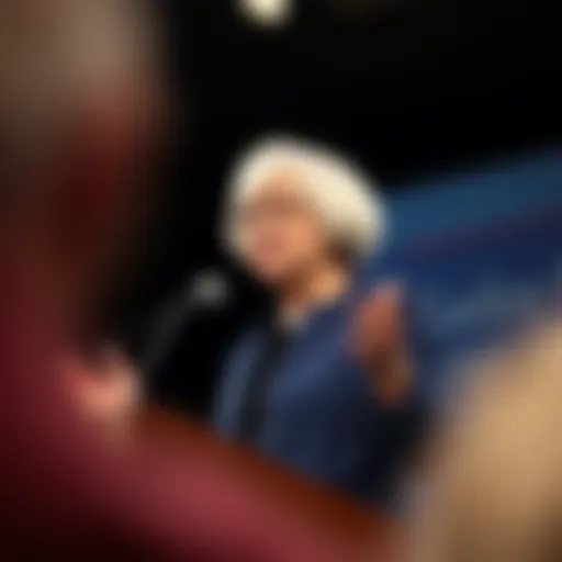 Dr. Janet Yellen delivering a keynote speech on economic policies
