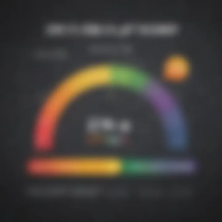 An infographic depicting the credit score range and its categories