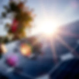 Solar panel with sunlight exposure